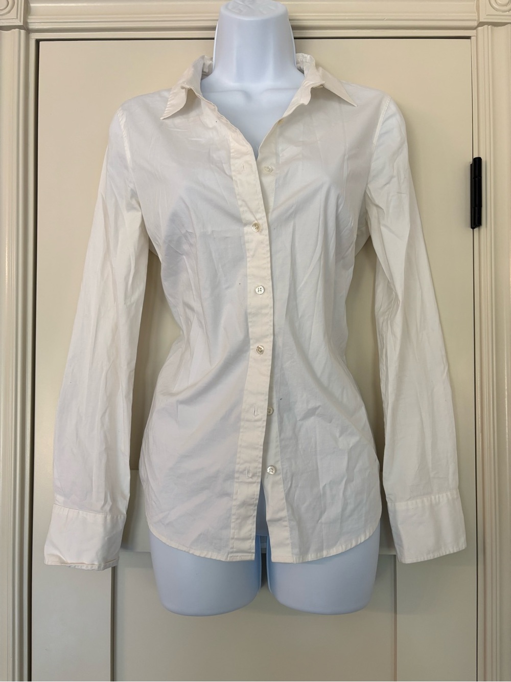 J. Crew Haberdashery ivory cream coquette silhouette button down long sleeve XS